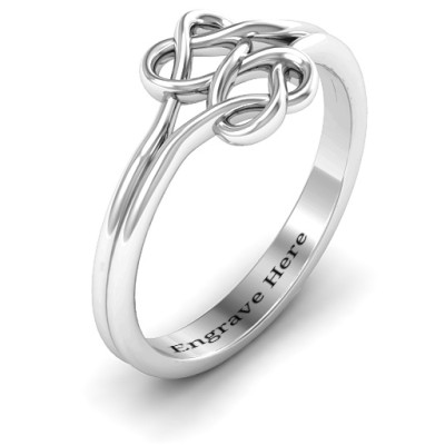Sterling Silver Tangled Hearts Infinity Ring - The Name Jewellery™