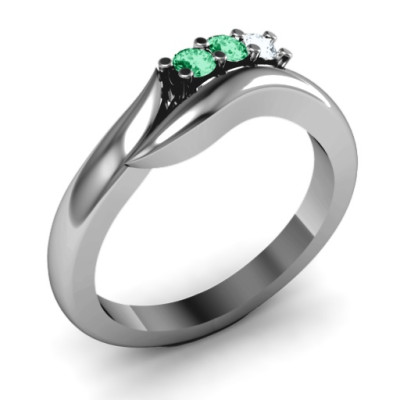 Sterling Silver Three Stone Single Bypass Ring - The Name Jewellery™