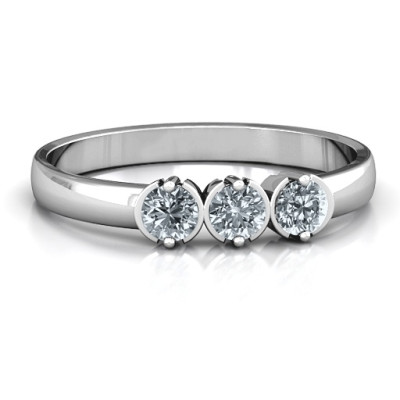 Sterling Silver Trinity Ring with Cubic Zirconias Stones - The Name Jewellery™