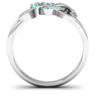 Sterling Silver Triple Heart Infinity Ring with Mint Swarovski Zirconia Stones - The Name Jewellery™