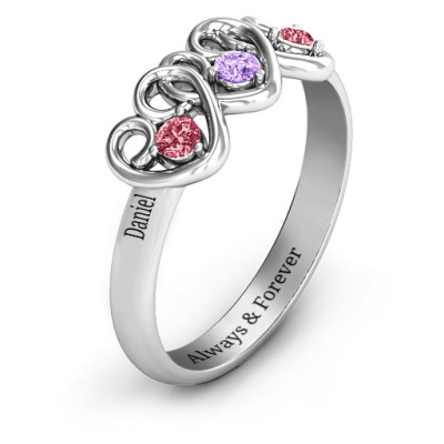 Three's Company Triple Heart Gemstone Ring - The Name Jewellery™