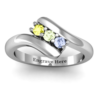 Three Stone Classic Bypass Ring - The Name Jewellery™