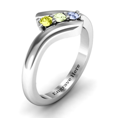 Three Stone Classic Bypass Ring - The Name Jewellery™