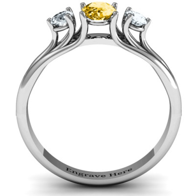 Three Stone Oval Centre Ring - The Name Jewellery™