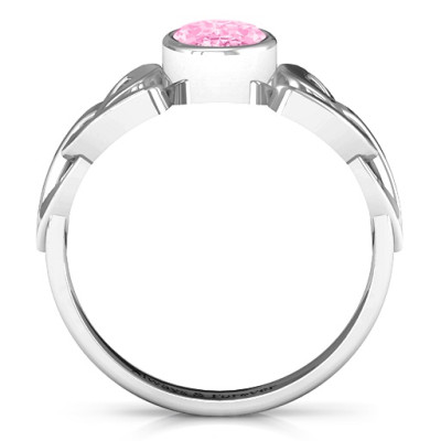 Trinity Knot Ring With Bezel-Set Oval Stone - The Name Jewellery™