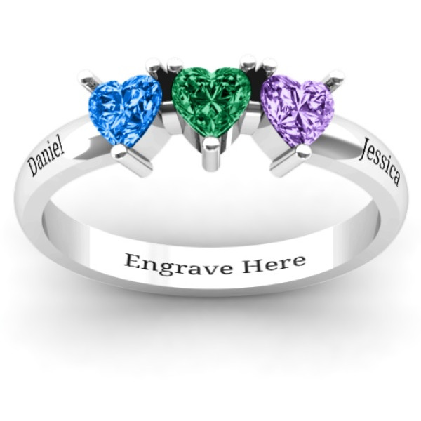 Triple Heart Stone Ring - The Name Jewellery™