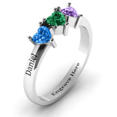 Triple Heart Stone Ring - The Name Jewellery™