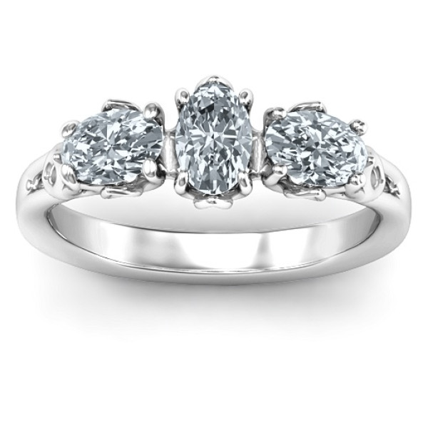 Triple Oval Stone Engagement Ring - The Name Jewellery™