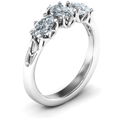 Triple Oval Stone Engagement Ring - The Name Jewellery™