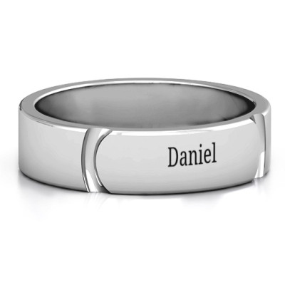 Tungsten Lysander Curved Groove Men's Ring - The Name Jewellery™