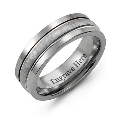Tungsten Men's Brushed Centre Tungsten Band Ring - The Name Jewellery™