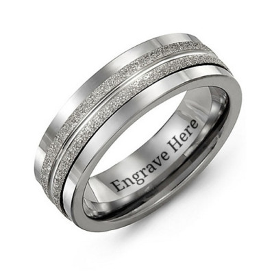 Tungsten Men's Double Row Brushed Tungsten Band Ring - The Name Jewellery™