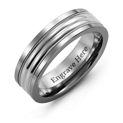 Tungsten Men's Double Row Inlay Tungsten Band Ring - The Name Jewellery™
