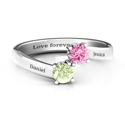 Two Stone Ring With Filigree Settings - The Name Jewellery™