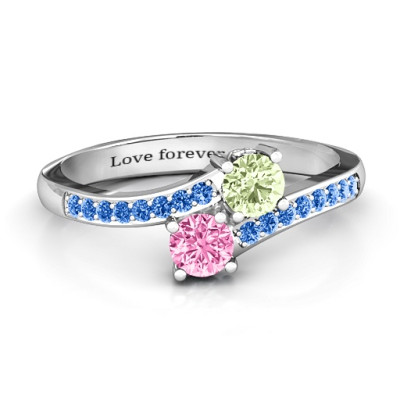 Two Stone Ring With Sparkling Accents And Filigree Settings - The Name Jewellery™