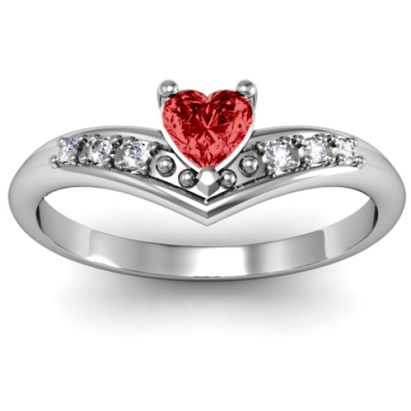 V-Accented Heart Ring - The Name Jewellery™