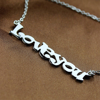 Cute Cartoon Ravie Font 18ct White Gold Plated Name Necklace - The Name Jewellery™