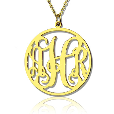 18ct Gold Plated Circle Monogram Necklace - The Name Jewellery™