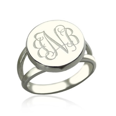 Sterling Silver Circle Monogram Signet Ring - The Name Jewellery™
