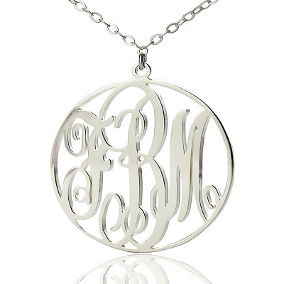 Personalised Monogram Necklace Fancy Circle Silver - The Name Jewellery™