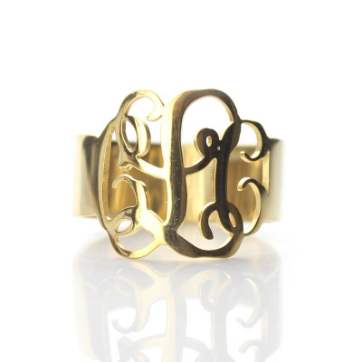 Solid Gold Personalised Monogram Ring - The Name Jewellery™