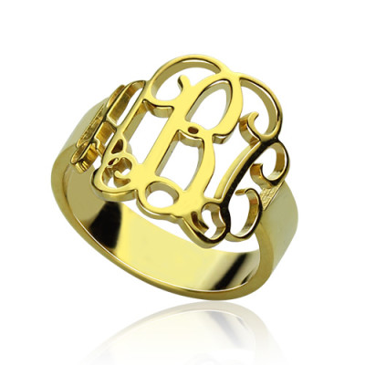 18ct Gold Plated Monogram Ring Cut Out - The Name Jewellery™