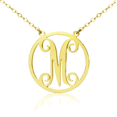 Solid Gold 18ct Single Initial Circle Monogram Necklace - The Name Jewellery™