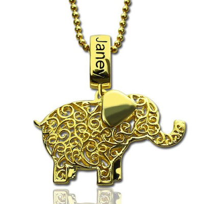 Personalised Elephant Necklace with Name  Birthstone 18ct Gold Plated - The Name Jewellery™