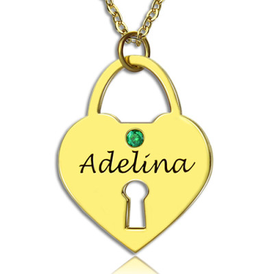 I Love You Heart Lock Keepsake Necklace With Name 18ct Gold Plated - The Name Jewellery™