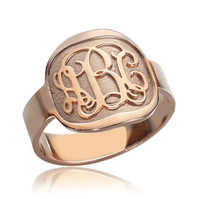 Engraved Round Monogram Ring Rose Gold - The Name Jewellery™