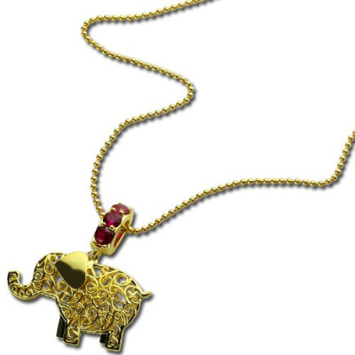 Personalised Elephant Necklace with Name  Birthstone 18ct Gold Plated - The Name Jewellery™
