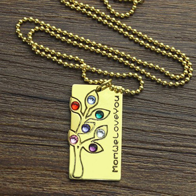 Mothers Birthstone Family Tree Necklace Sterling Silver - The Name Jewellery™