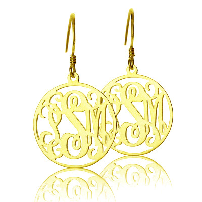 18ct Gold Plated Personalised Circle Monogram Earring - The Name Jewellery™