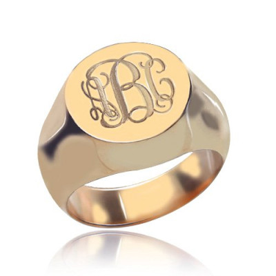 CIrcle Designs Signet Monogram Initial Ring Rose Gold - The Name Jewellery™