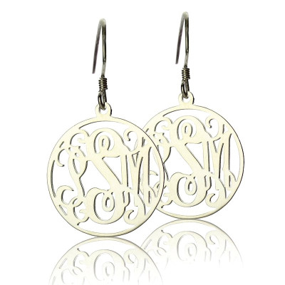 Circle Monogrammed Initial Earrings Sterling Silver - The Name Jewellery™