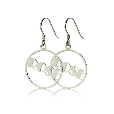 Sterling Silver Broadway Font Circle Name Earrings - The Name Jewellery™