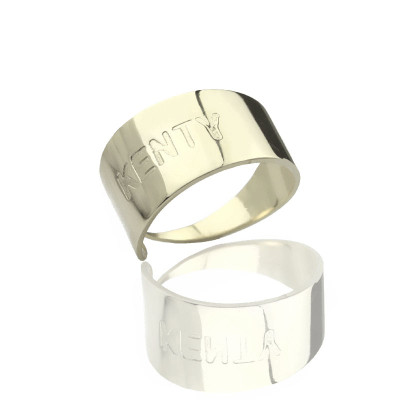 Engraved Name Cuff Rings Sterling Silver - The Name Jewellery™