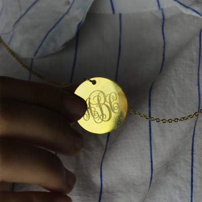 Disc Script Monogram Necklace 18ct Gold Plated - The Name Jewellery™
