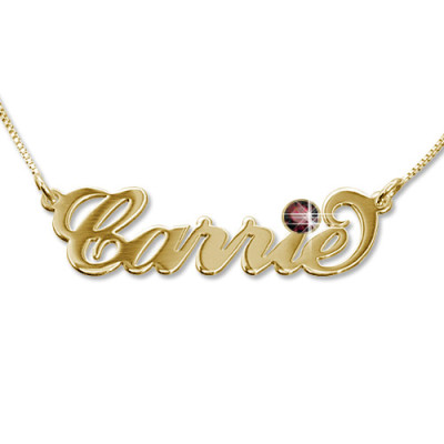 18ct Gold-Plated Carrie Swarovski Name Necklace - The Name Jewellery™