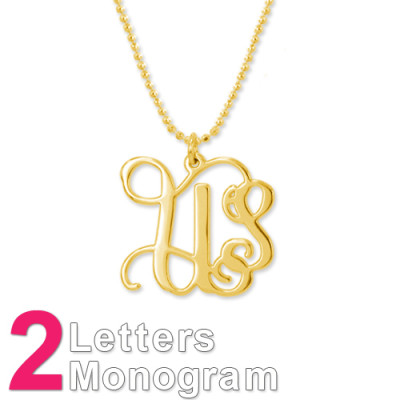 18ct Gold Plated Sterling Silver Initials Necklace - The Name Jewellery™