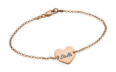 Personalised Rose Gold Heart Couples Bracelet | Engraved Love