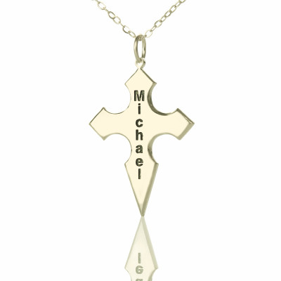Silver Conical Shape Cross Name Necklace - The Name Jewellery™