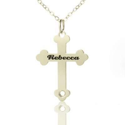 Silver Rebecca Font Cross Name Necklace - The Name Jewellery™