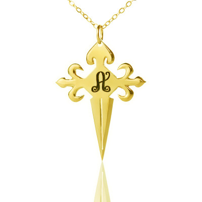Gold Plated 925 Silver  St James Cross Initial Necklace - The Name Jewellery™