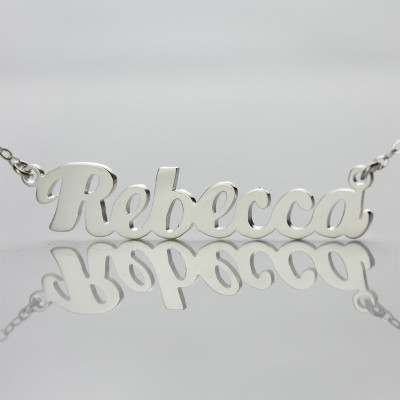 Personalised 18ct White Gold Plated Puff Font Name Necklace - The Name Jewellery™