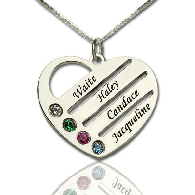 Personalised Mothers Heart Necklace Gift with Birthstone  Name - The Name Jewellery™