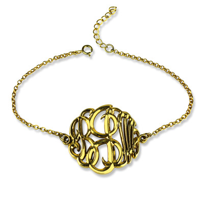 Personalised Monogrammed Bracelet Hand-painted 18ct Gold Plated - The Name Jewellery™