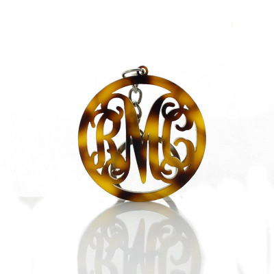 Personalised Acrylic Tortoise Shell Circle Monogram Keychain - The Name Jewellery™