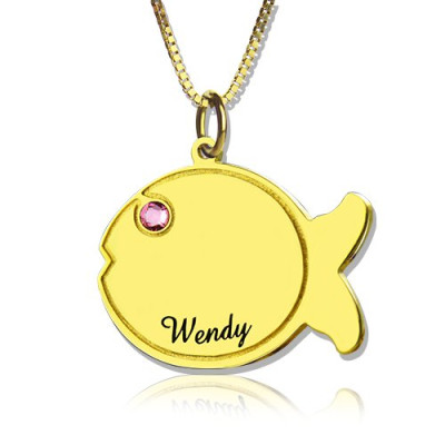 Kids Fish Name Necklace 18ct Gold Plated - The Name Jewellery™