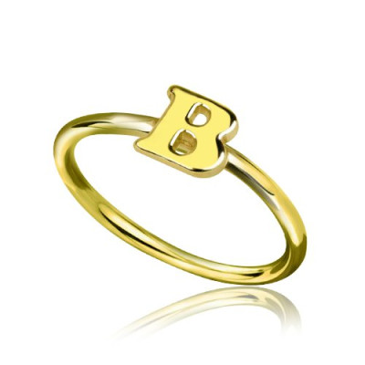 Custom Midi Initial Letter Ring 18ct Gold Plated - The Name Jewellery™